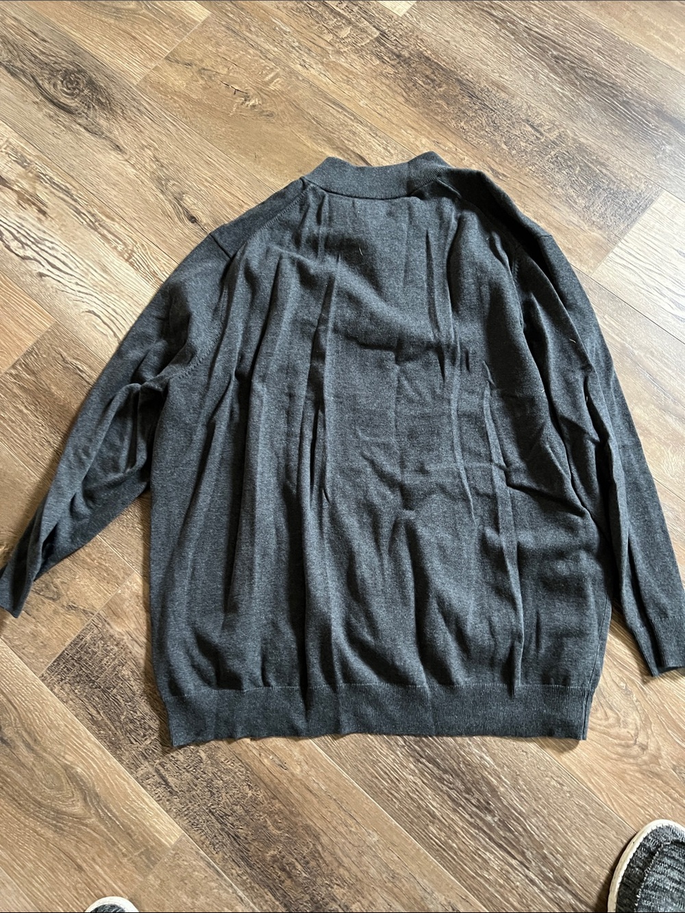 Men's Charcoal Zip-Neck Sweater - Lightweight Everyday Layer - Picture 3 of 3
